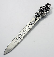Kerr sterling silver art nouveau letter opener with lily pads